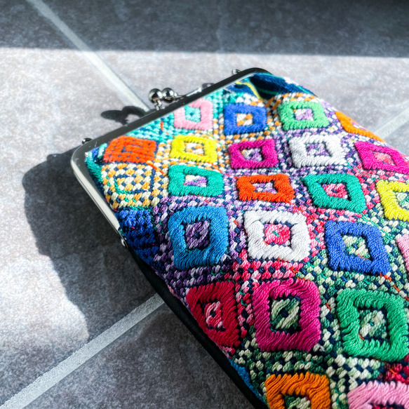 Guatemalan Huipil Mini Bag #5／グアテマラ ウィピル がま口バッグ ポシェット スマホケース 3枚目の画像