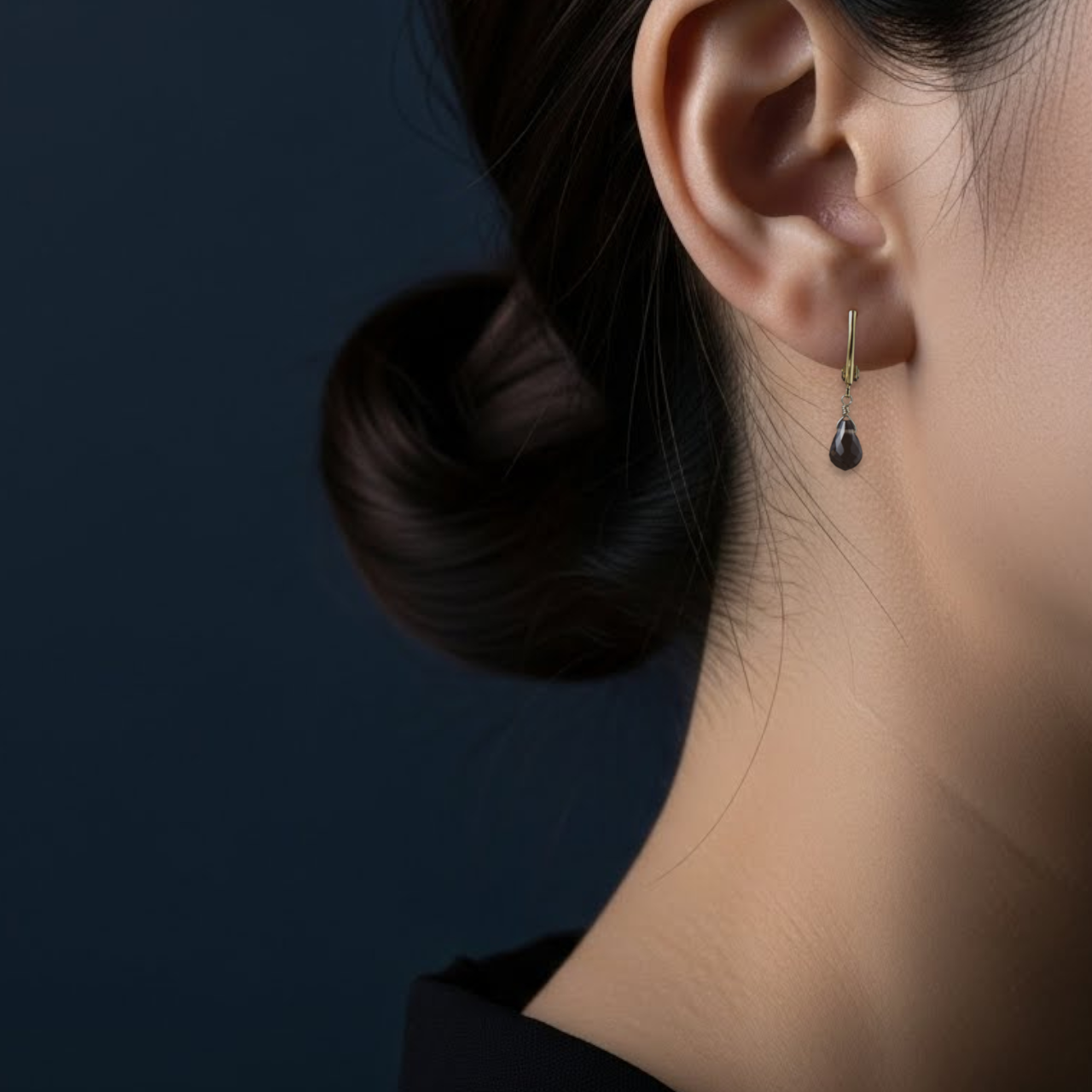 痛くないイヤリング/ピアスみたい/スモーキークォーツのミニイヤリング