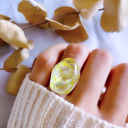 glass wave oval mimosa ring 1枚目の画像