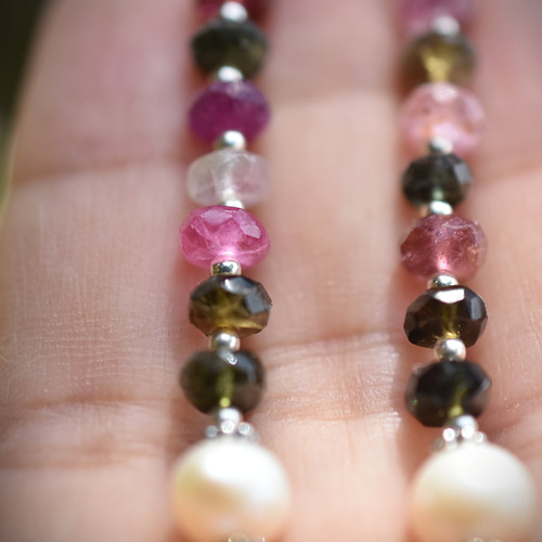 彩豊か☆真珠パール トルマリンネックレス973 ネックレス・ペンダント