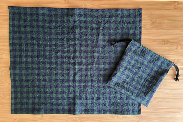 給食セット ランチョンマット ナフキン 巾着 上オリーブ/横線紺 茶星タグ 給食セット ランチョンマット ナフキン 巾着 上オリーブ/横線紺