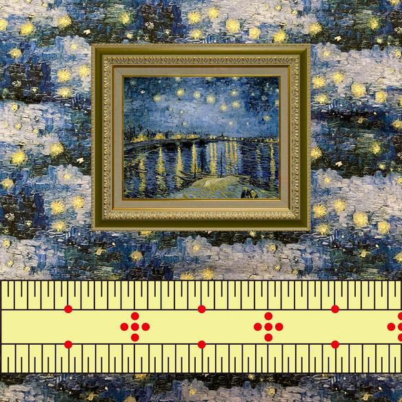 【カットクロス】 ゴッホ風景画 4柄セット《商用利用可》ツイル生地 綿100％ コットン  布　絵画名画 小物　紺　青 4枚目の画像