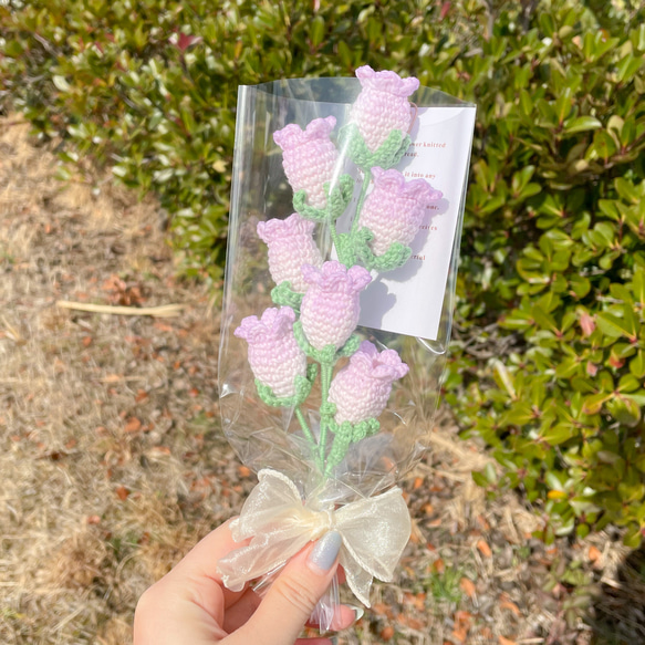 編み物のお花［カンパニュラ/釣鐘草］ピンク 1枚目の画像