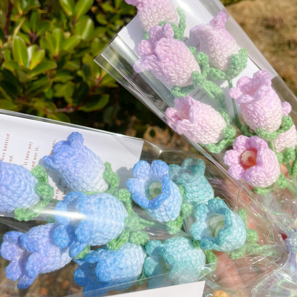 編み物のお花［カンパニュラ/釣鐘草］ブルー 3枚目の画像