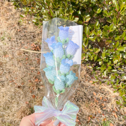 編み物のお花［カンパニュラ/釣鐘草］ブルー 2枚目の画像