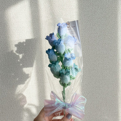 編み物のお花［カンパニュラ/釣鐘草］ブルー 1枚目の画像