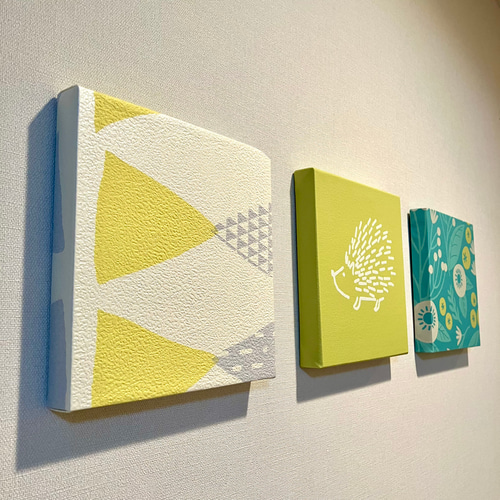 インテリアパネル 北欧柄 ハリネズミ＆グリーン 15㎝☆インテリア雑貨