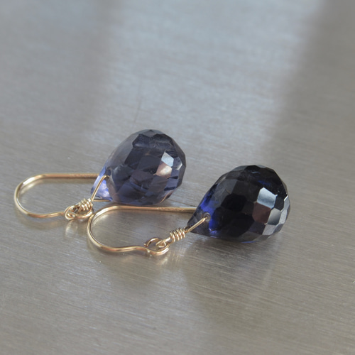 大粒アイオライト 強多色性 ドロップ *** (14Kgf・Silver925)フック