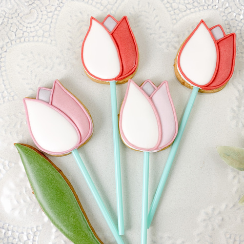 食べられるお花♡チューリップアイシングクッキーギフト 花束仕立て