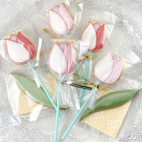 食べられるお花♡チューリップアイシングクッキーギフト 花束仕立て