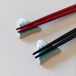 《送料無料》陶の箸置き【さんかく富士山(水色)】 11枚目の画像