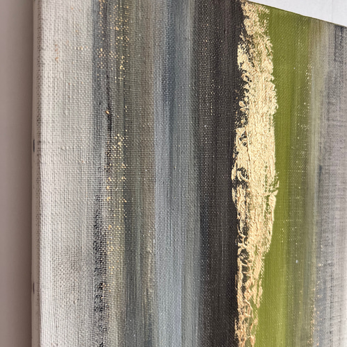 緑 グリーン 抽象画 ゴールド 絵画 インテリア アート 作品 1点