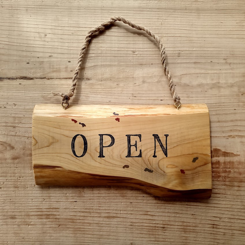 クラシック木製看板 OPEN CLOSED 吊り下げ 桧 / 自然塗装 表札・ネーム