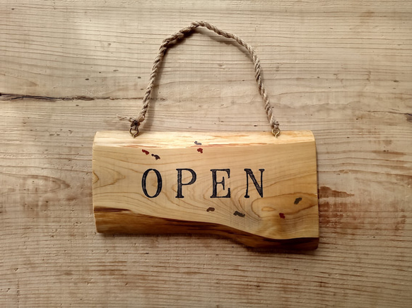 クラシック木製看板 OPEN CLOSED 吊り下げ 桧 / 自然塗装 表札・ネーム