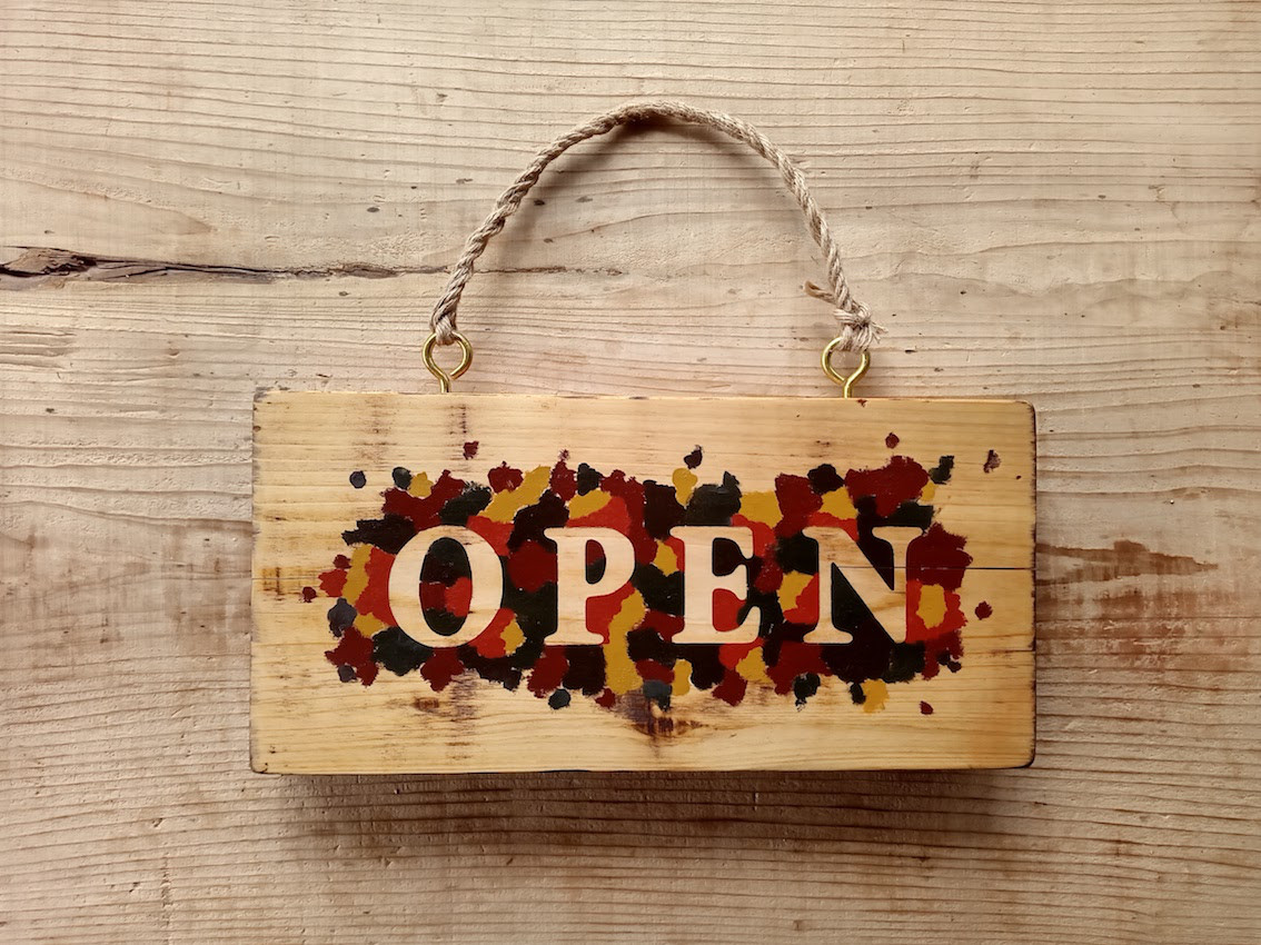 クラシック木製看板 OPEN CLOSED 吊り下げ 桧  / 自然塗装