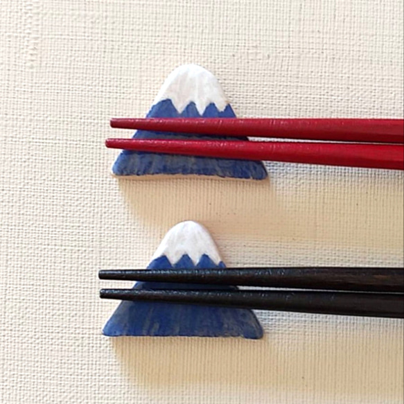 《送料無料》陶の箸置き【さんかく富士山(青)】 7枚目の画像