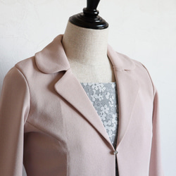 【也可當夾克】Milano羅紋領短上衣外套【粉米色】 第9張的照片