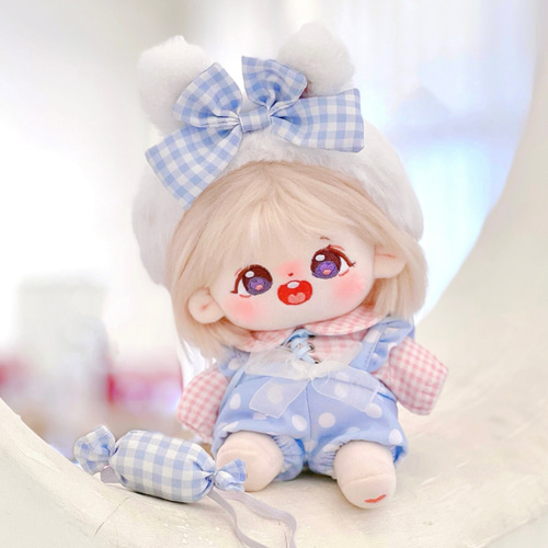 【みっき】20cmぬいぐるみ服 ピンクと水色 おすわり ぬい服 ♡ ホワイト×みずいろ×ピンク ꒰ ‪5 ꒱‬ - メルカリ
