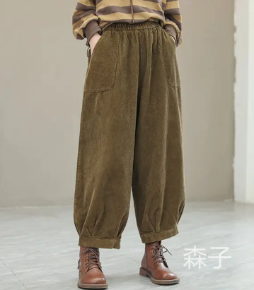 コーデュロイパンツガウチョパンツ秋冬ワイドパンツきれいめウェスト