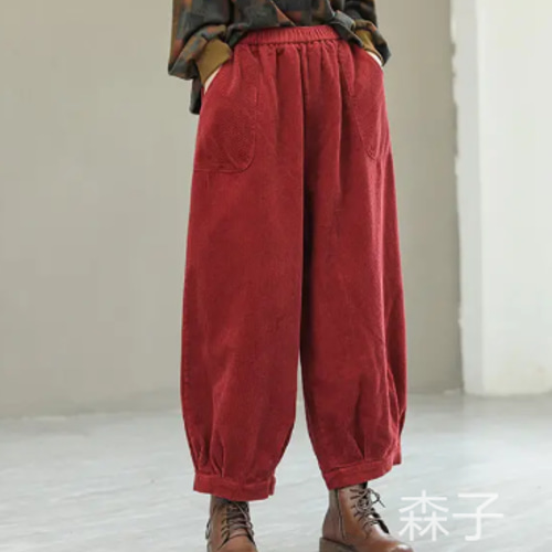 コーデュロイパンツガウチョパンツ秋冬ワイドパンツきれいめウェスト