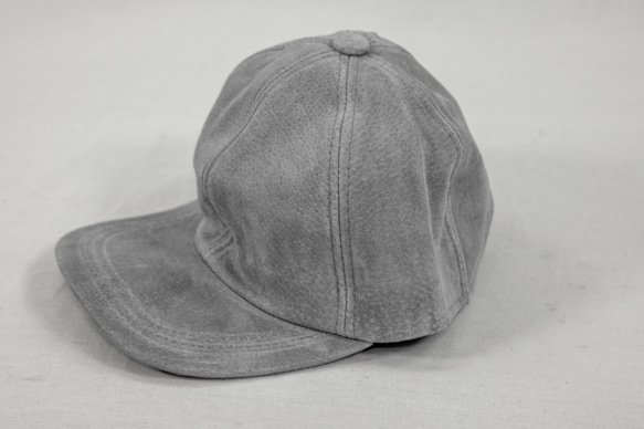 スエード レザーキャップ グレー Suede Leather Baseball Cap Gray 本革 豚革 Pig 1枚目の画像