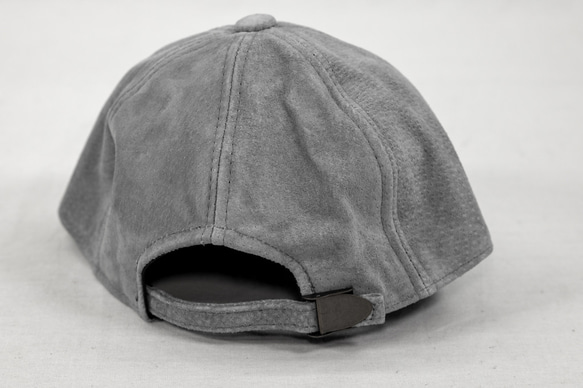 スエード レザーキャップ グレー Suede Leather Baseball Cap Gray 本革 豚革 Pig 3枚目の画像