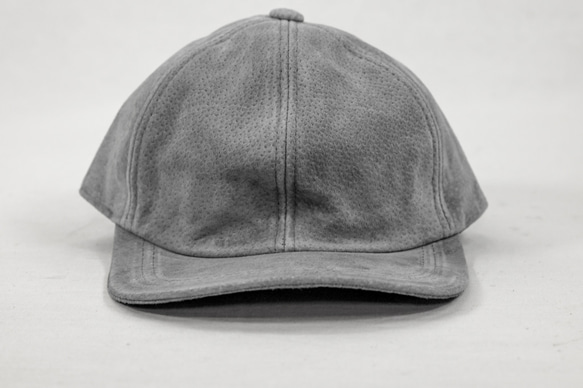 スエード レザーキャップ グレー Suede Leather Baseball Cap Gray 本革 豚革 Pig 2枚目の画像