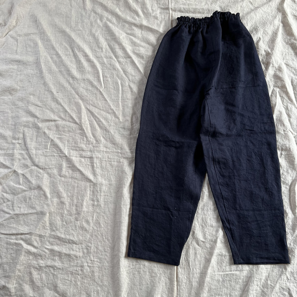 リネンのゆったりもんぺ ブラック パンツ 
