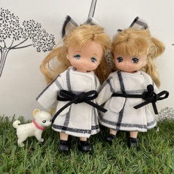 M2414ミキちゃんマキちゃん ハンドメイド服 浴衣 帯 うさぎと花柄