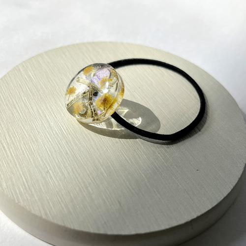 ミモザとローズマリーのヘアゴム(20mm) / レジン / ドライフラワー