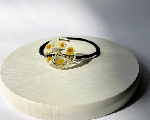 ミモザとローズマリーのヘアゴム(20mm) / レジン / ドライフラワー