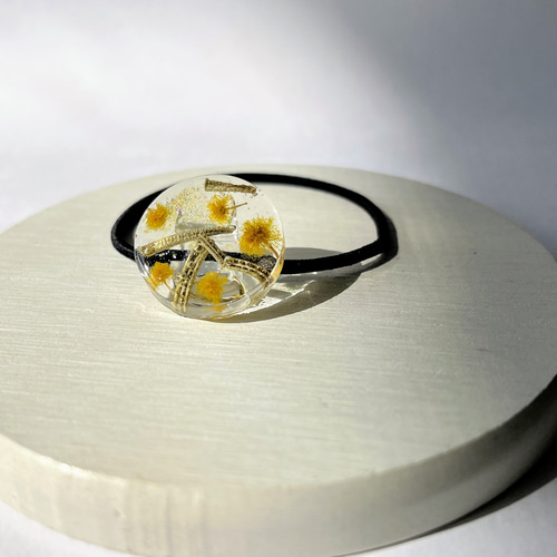 ミモザとローズマリーのヘアゴム(20mm) / レジン / ドライフラワー