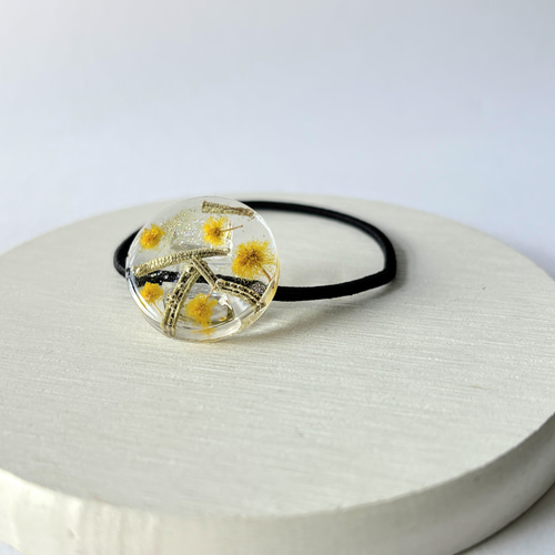 ミモザとローズマリーのヘアゴム(20mm) / レジン / ドライフラワー