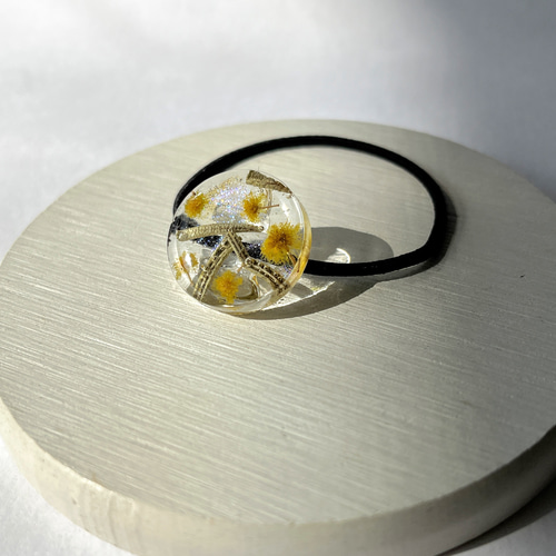 ミモザとローズマリーのヘアゴム(20mm) / レジン / ドライフラワー