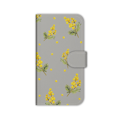 スマホポシェット（ミモザの模様） dポイントマーケット|多機種対応スマホケース手帳型本革スマホケース