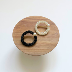 [儀式/正式/分層]捷克種子珠和淡水珍珠戒指胸針/簡約/優雅/單調 第4張的照片