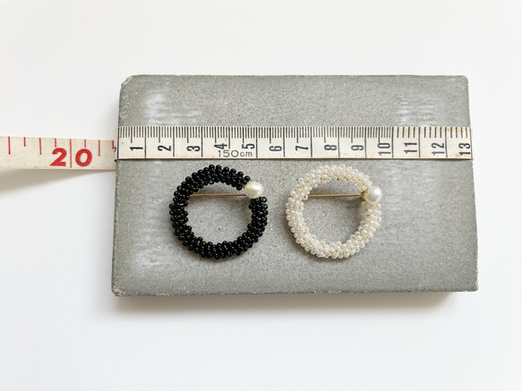 [儀式/正式/分層]捷克種子珠和淡水珍珠戒指胸針/簡約/優雅/單調 第11張的照片