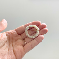 [儀式/正式/分層]捷克種子珠和淡水珍珠戒指胸針/簡約/優雅/單調 第13張的照片