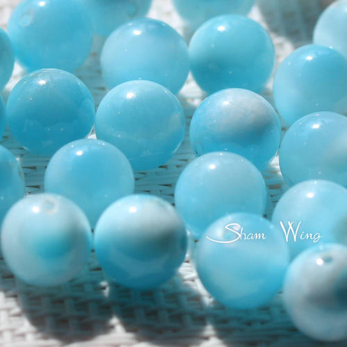 高品質氷種ラリマー ラウンド約8.5～8.7mm前後☆2粒✿天然石 天然石  