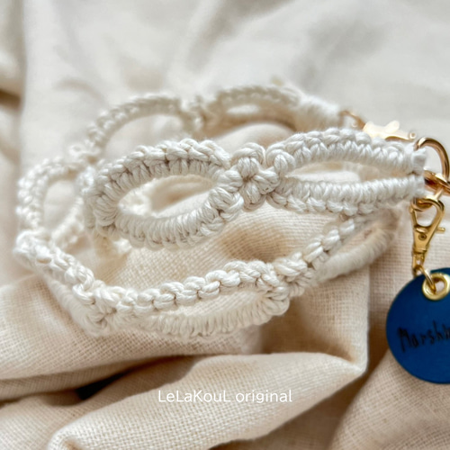 100%cotton♡首輪♡チョーカー♡ハンドメイド お花輪っかペットチョーカー 】 ｜ 軽量 約12g ( サンプル28cm