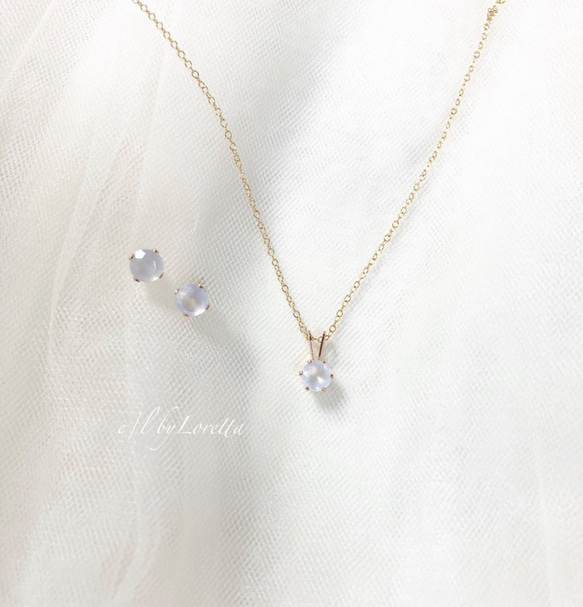 カルセドニー 14kgf necklace & pierce SET 1枚目の画像