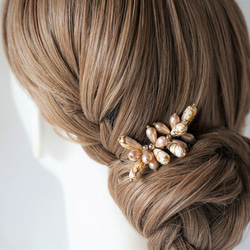 【お呼ばれヘア＊フォーマル髪飾りに】ーvintage drop pearl / ヘアコーム（black)ー 2枚目の画像