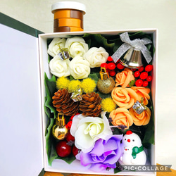 ☆フラワーアレンジメント クリスマス ボックス☆ 置物 飾り インテリア 造花 2枚目の画像