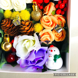 ☆フラワーアレンジメント クリスマス ボックス☆ 置物 飾り インテリア 造花 4枚目の画像