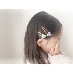 heart pin   キッズヘアアクセサリー　キッズヘアピン　ハート　クリップ　入園　入学　卒園　卒業 3枚目の画像