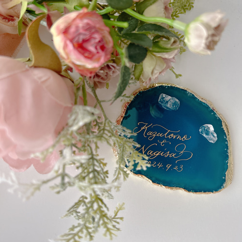 特集掲載】受注製作 手書き文字入り アゲート リングピロー オーダー