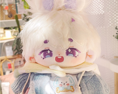 ヘッドフォン付き白髪ぬいぐるみ 着せ替えぬいぐるみ 20cmぬいぐるみ ＜サギ＞ ぬいぐるみ