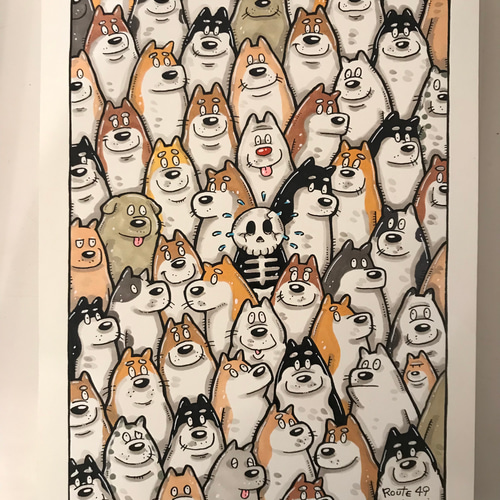 そのコと犬たち』 アート 犬 柴犬 イラスト 原画 イラスト yoc 通販