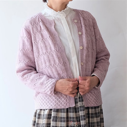 春秋季節の変わり目のカーディガンースモーキーピンク 1枚目の画像