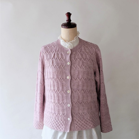 春秋季節の変わり目のカーディガンースモーキーピンク 6枚目の画像